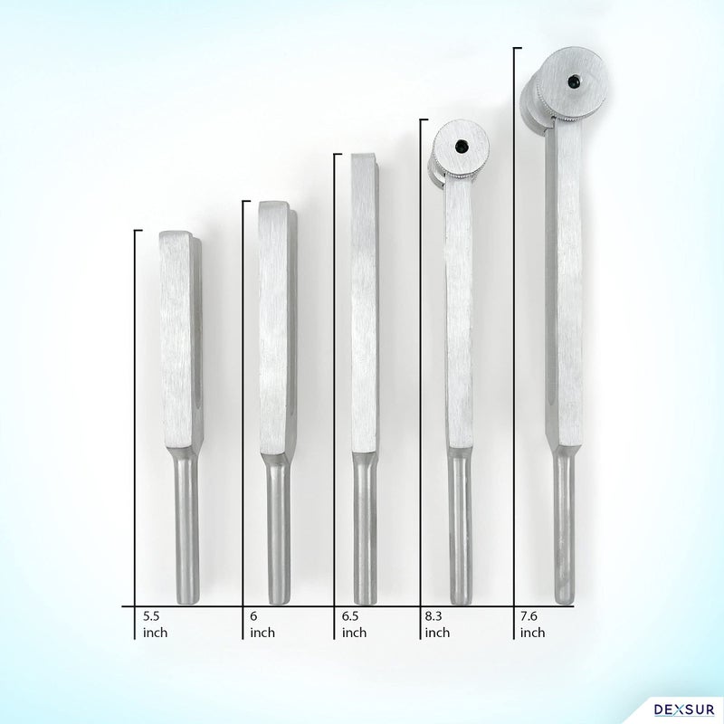 DEXSUR Medical Grade Aluminum Alloy Sensory Tuning Fork Activator For Healing  Therapy Non Magnetic  One Each of C 128  C 256  C 512  C 1024  C 2048 Tuning Forks  5 Pcs - Image 3